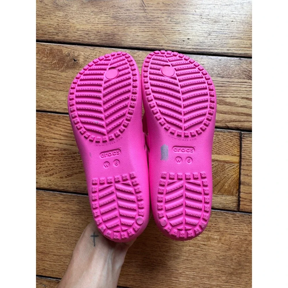 Crocs Flip Flops Women 6 Pink Kadee II Iconic Comfort Lightweight Sandals